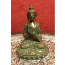  Tanító Buddha réz szobor, világos réz - 19 cm kerti dekoráció