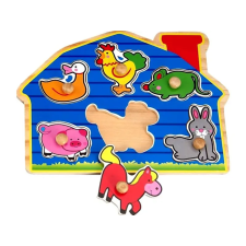  Tanyasi állatok 6 darabos fa puzzle puzzle, kirakós