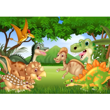 Tapéta Dinoszauruszok, dzsungel, gyerekrajzok, 350 x 200 cm tapéta, díszléc és más dekoráció
