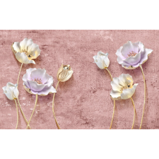  Tapéta Fehér és lila virágok, 350 x 200 cm tapéta, díszléc és más dekoráció