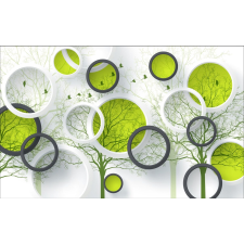  Tapéta Madarak, fák, körök, 350 x 200 cm tapéta, díszléc és más dekoráció