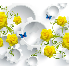  Tapéta Sárga rózsák és pillangók 2 400 x 250 cm tapéta, díszléc és más dekoráció