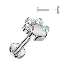  Tappancs Alakú Titánium Egyenesszárú Labret Piercing Színjátszós Cirkónia Kővel egyéb ékszer