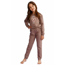Taro Maya lánykapizsama, barna, szívecskés 134 gyerek hálóing, pizsama