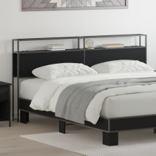  Tároló fejtámla Falra szerelhető fejtámlával tárolóval Musta tammi 200 cm Faanyag ágy és ágykellék