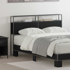  Tároló fejtámla polcokkal tárolóval Musta tammi 150 cm Faanyag ágy és ágykellék