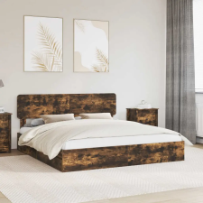  Tárolós Ágy fejtámlával Füstölt tölgy 180 x 200 cm Faanyag ágy és ágykellék