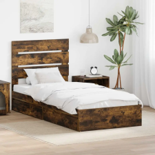  Tárolós Ágy fejtámlával Füstölt tölgy 90 x 190 cm Faanyag ágy és ágykellék