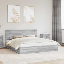  Tárolós Ágy fejtámlával Szürke Sonoma 180 x 200 cm Faanyag ágy és ágykellék