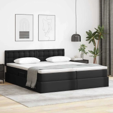  Tárolós Ágy matracmal fejtámlával Fekete 200 x 200 cm Műbőr ágy és ágykellék