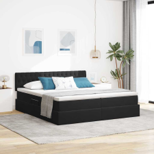  Tárolós Ágy matracmal fejtámlával tárolóval Fekete 100 x 200 cm ágy és ágykellék