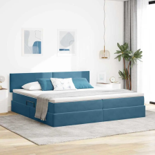  Tárolós Ágy matracmal tárolóval Sötét kék 200 x 200 cm Bársony ágy és ágykellék