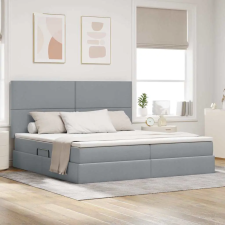  Tárolós Ágy matracmal Világosszürke 200 x 200 cm Műbőr ágy és ágykellék