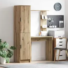  Tárolóval rendelkező íróasztal polcokkal 2 pcs kézműves tölgy íróasztal
