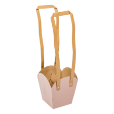  Tasak cserepes virághoz füllel rózsaszín 13/9,5x15cm dekorációs kellék