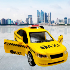  Taxi játékautó - nyitható ajtók, hang + fényjelzés autópálya és játékautó