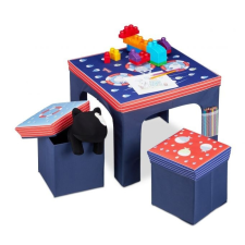 Tech Gyerek asztal tárolódobozos székekkel összecsukható a helytakarékosság érdekében kék színben gyermekbútor