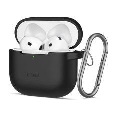 Tech-Protect Silicone Hook tok Apple AirPods 4 készülékhez fekete fülhallgató, fejhallgató tok