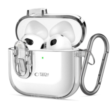 Tech-Protect Slim Hook tok Apple AirPods 4, átlátszó fülhallgató, fejhallgató tok