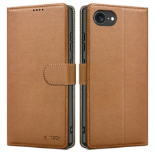 Tech-Protect Wallet könyv tok iPhone 16e, barna tok és táska