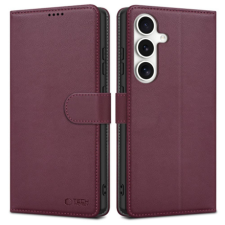 Tech-Protect Wallet könyv tok Samsung Galaxy S25, bordó tok és táska