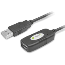 Techly USB 2.0 Aktív hosszabbító kábel 10m - Fekete kábel és adapter