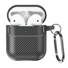 TECHSUIT Borító AirPods 1/2-hez – Techsuit CarbonFiber – fekete fülhallgató, fejhallgató tok