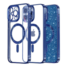 TECHSUIT IPhone 16 Pro tok - Techsuit Luxury Glitter MagSafe - mélykék tok és táska
