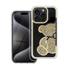 Teddy Bear iPhone 13 csillogó köves tok, arany tok és táska