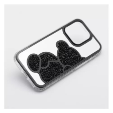 Teddy Bear iPhone 14 csillogó köves tok fehér-fekete (101176) (101176) tok és táska