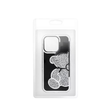 Teddy Bear iPhone 15 csillogó köves tok fekete-ezüst (101192) (101192) tok és táska