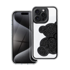 Teddy Bear iPhone 16 Pro Max csillogó köves tok, fekete tok és táska