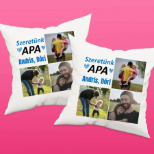TeeInBlue Apák napi párna 3 képpel, felirattal Kétoldalas párna / Fehér / antiallergén lakástextília