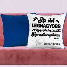 TeeInBlue Egyedi anyák napi párna keresztanyának Párna / KÉK PLÜSS HÁTOLDAL / szivacs lakástextília