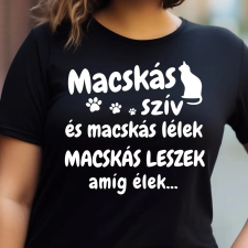 TeeInBlue Egyedi feliratos póló macska gazdiknak választható mintával Fekete póló / fekete / S ajándéktárgy