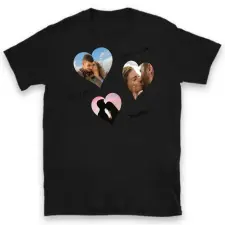 TeeInBlue Egyedi fényképes póló Valentin napra 3 képpel Póló / fekete / 2XL ajándéktárgy