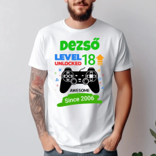 TeeInBlue Egyedi gamer szülinapi póló névvel, level unlocked Fehér póló / fehér / L ajándéktárgy