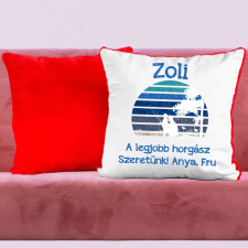 TeeInBlue Egyedi neves párna horgász apának Párna / PIROS PLÜSS HÁTOLDAL / szivacs lakástextília