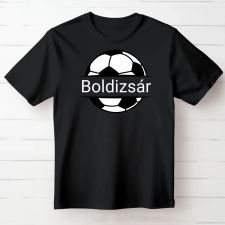TeeInBlue Egyedi neves póló focis mintával Fekete póló / fekete / XL ajándéktárgy