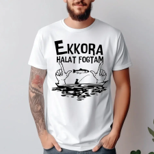 TeeInBlue Ekkora halat fogtam - póló horgászoknak Póló / fehér / M ajándéktárgy
