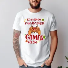 TeeInBlue Ez a kedvenc karácsonyi gamer pólóm Fehér póló / fehér / 2XL ajándéktárgy