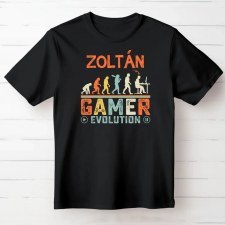 TeeInBlue Gamer evolution egyedi neves póló Fekete póló / fekete / 2XL ajándéktárgy