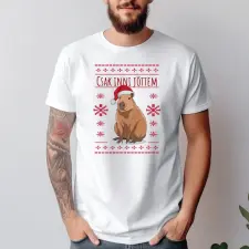 TeeInBlue Karácsonyi capybara mintás póló egyedi felirattal Fehér póló / fehér / 2XL ajándéktárgy