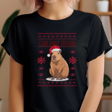 TeeInBlue Karácsonyi capybara mintás póló egyedi felirattal Fekete póló / fekete / XL ajándéktárgy
