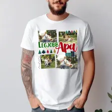 TeeInBlue Legjobb apa karácsonyi fényképes póló 4 képpel Póló / fehér / XL ajándéktárgy