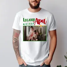 TeeInBlue Legjobb apa karácsonyi fényképes póló Póló / fehér / M ajándéktárgy