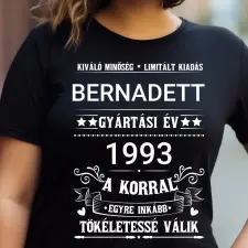 TeeInBlue Limitált kiadás születésnapi póló névvel és évszámmal Fekete póló / fekete / XL ajándéktárgy