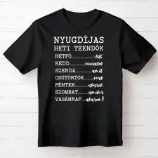TeeInBlue Nyugdíjas teendők - vicces póló nyugdíjasoknak Fekete póló / fekete / L ajándéktárgy
