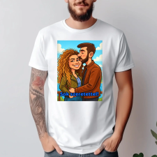 TeeInBlue Saját fotós karikatúra póló Fehér póló / fehér / S ajándéktárgy
