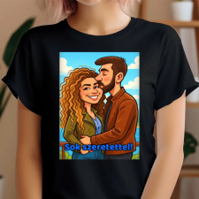 TeeInBlue Saját fotós karikatúra póló Fekete póló / fekete / S ajándéktárgy
